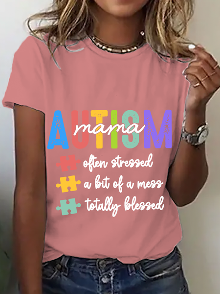 

Autism Awareness Mom Cotton T-Shirt, Orange pink, T-shirts