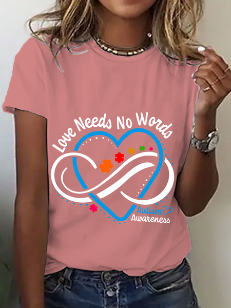 

Autism Awareness Love Need Cotton T-Shirt, Orange pink, T-shirts