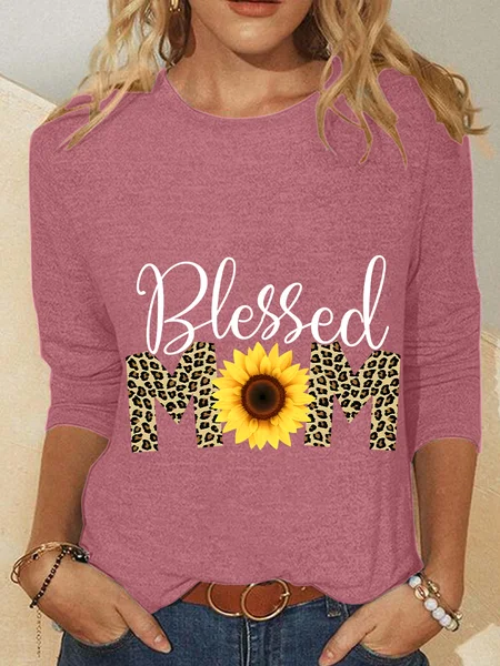 

Blessed Mom Happy Mother's Day Casual Long Sleeve Shirt, Watermelon, Long sleeves