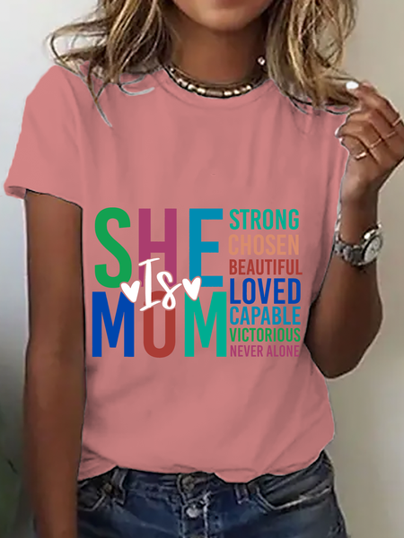

She Is Mom Retro Mother Blessed Mom Cotton T-Shirt, Orange pink, T-shirts