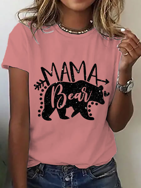 Mama Bear Mothers Day Cotton T-Shirt, Orange pink, T-shirts
