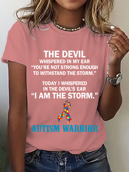 

Autism Awareness I Am The Storm Cotton T-Shirt, Orange pink, T-shirts