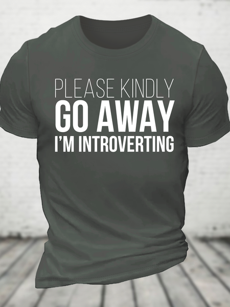 Please Kindly Go Away - I'm Introverting Cotton T-Shirt, Deep gray, T-shirts