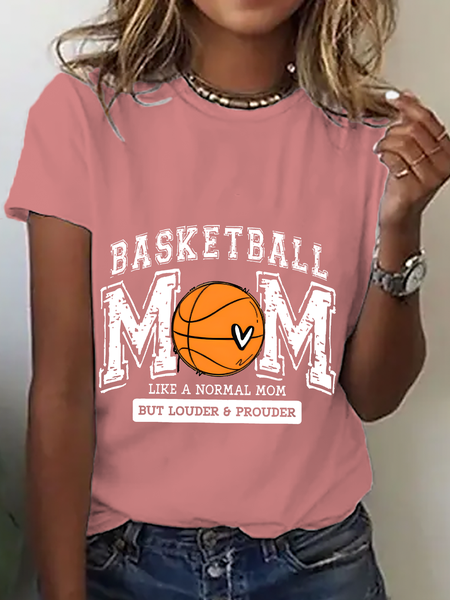 

Casual Text Letters Crew Neck Short Sleeve T-shirt, Orange pink, T-shirts