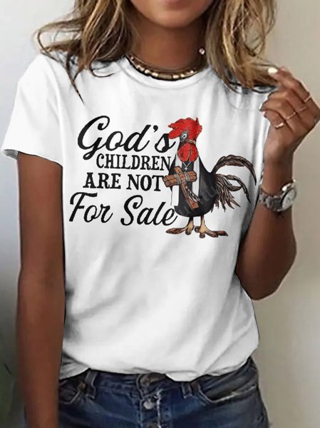 

Casual Floral Crew Neck Short Sleeve T-shirt, White, T-shirts