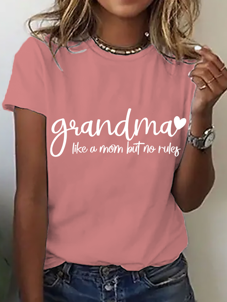 Grandma Like A Mom But No Rules Cotton T-Shirt, Orange pink, T-shirts