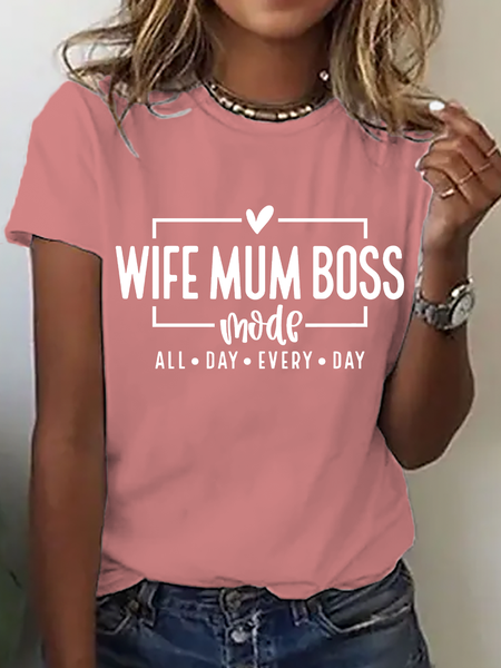 

Mum Wife Boss Cotton T-Shirt, Orange pink, T-shirts