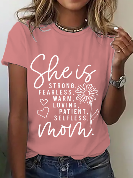 

She Is Mom Cotton T-Shirt, Orange pink, T-shirts