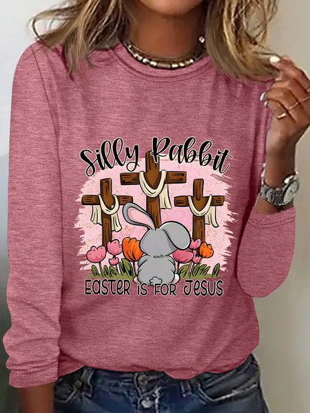 

Silly Rabbit Easter Is For Jesus Casual Long Sleeve Shirt, Watermelon, Long sleeves