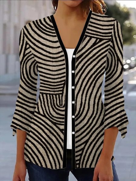 Women`s Spring/Fall Outerwear Casual Geometric Jersey Shawl Jacket Coats