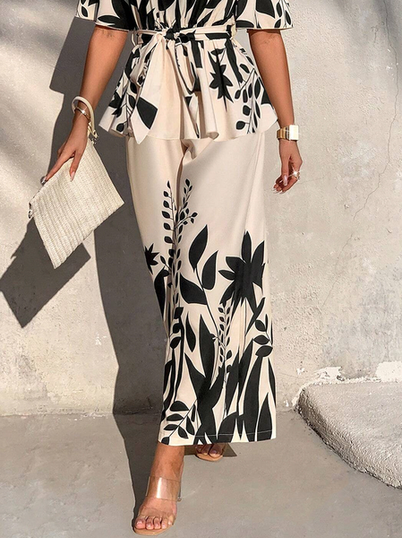 

Elegant Floral Fashion Pants, As picture, Pants