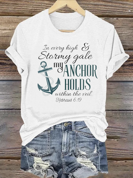 

Casual Text Letters Crew Neck Short Sleeve T-shirt, White, T-shirts