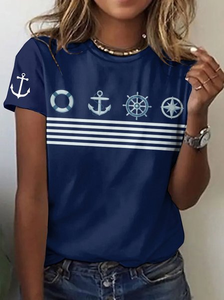 

Casual Cotton Regular Fit T-Shirt, Purplish blue, T-shirts