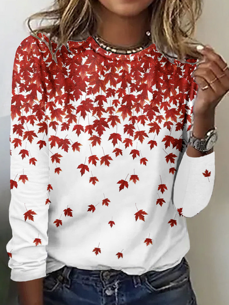 

Casual Floral Crew Neck Short Sleeve T-shirt, White, T-shirts