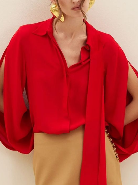 

Urban Plain Loosen Shirt, Red, Blouses and Shirts