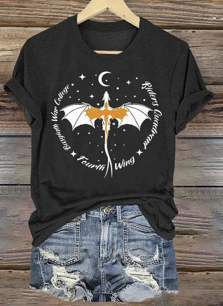

Casual Animal Crew Neck Short Sleeve T-shirt, Black, T-shirts