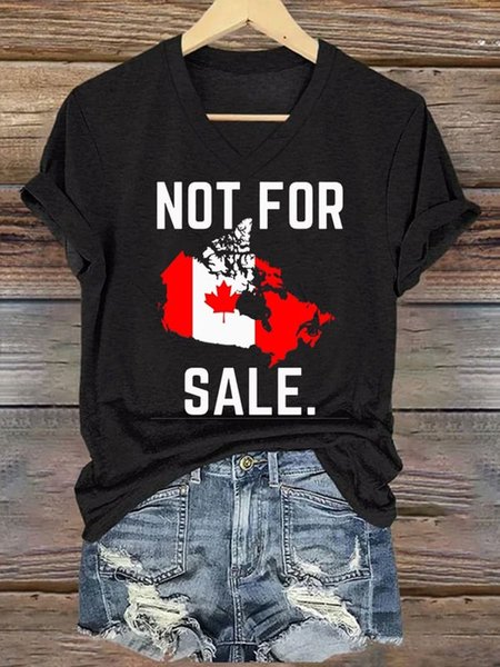 

Casual Text Letters V Neck Short Sleeve T-shirt, Black, T-shirts