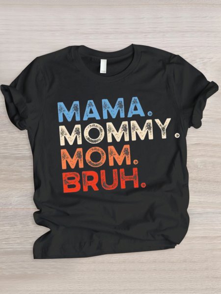 

Casual Text Letters Crew Neck Short Sleeve T-shirt, Black, T-shirts