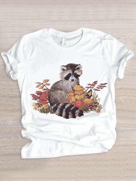 

Casual Animal Cotton Crew Neck T-Shirt, White, T-shirts
