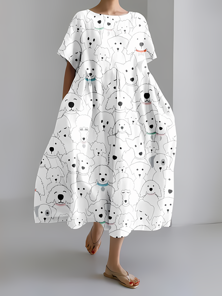 

Women's Fun Cute Dog Print Dress, As picture, Dresses