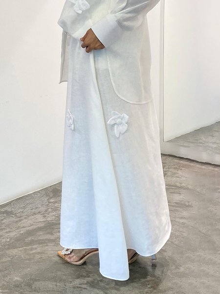 

Casual A-Line Plain Maxi Skirt, White, Skirts