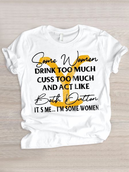 

Casual Text Letters Crew Neck Short Sleeve T-shirt, White, T-shirts