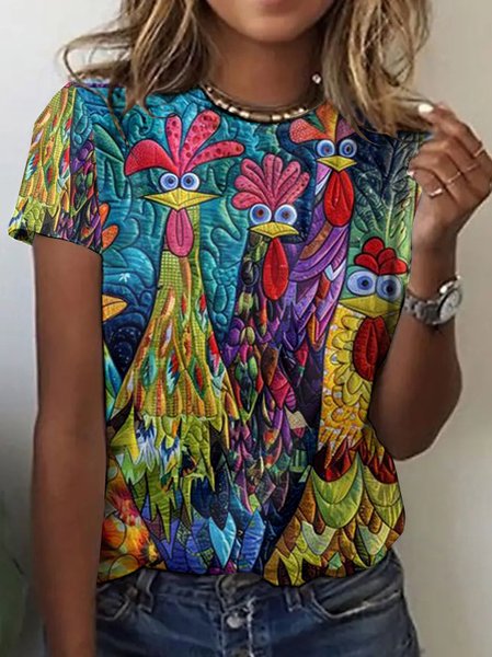 

Animal Cotton Casual T-Shirt, Multicolor, T-shirts