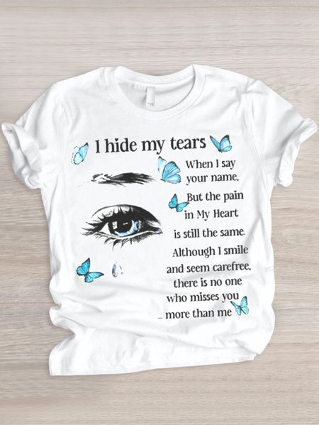

Casual Text Letters Crew Neck Short Sleeve T-shirt, White, T-shirts