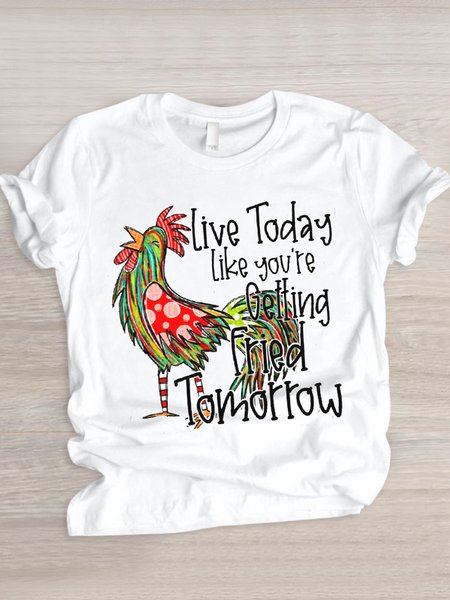 

Casual Animal Crew Neck Short Sleeve T-shirt, White, T-shirts