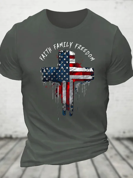 

Faith Family Freedom Cotton T-Shirt, Deep gray, T-shirts