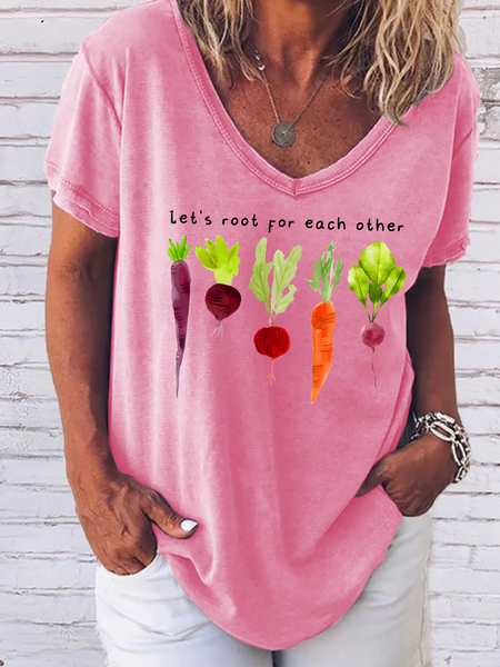 

Women‘s Let's Root For Each Other Casual Loose T-Shirt, Pink, T-shirts