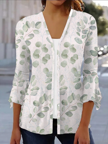 

Women's Floral Spring/Fall Cover-up Casual Printing Lightweight Cardigan, As picture, Cardigans