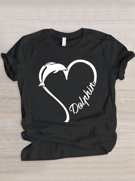 

Casual Geometric Crew Neck Short Sleeve T-shirt, Black, T-shirts