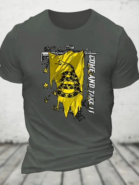 

Come And Take It Gadsden Flag Cotton T-Shirt, Deep gray, T-shirts