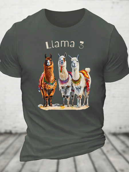 

3 Llama Ai Cotton T-Shirt, Deep gray, T-shirts