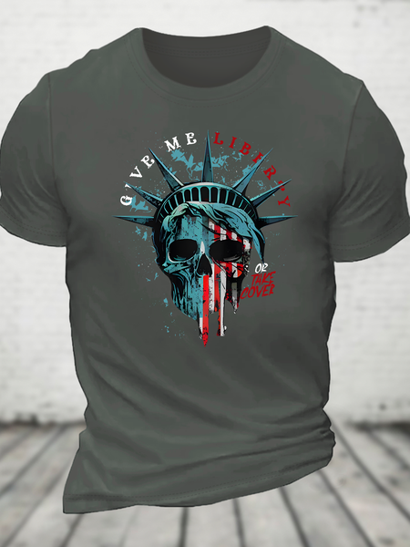 

Give Me Liberty Or Take Cover Cotton T-Shirt, Deep gray, T-shirts