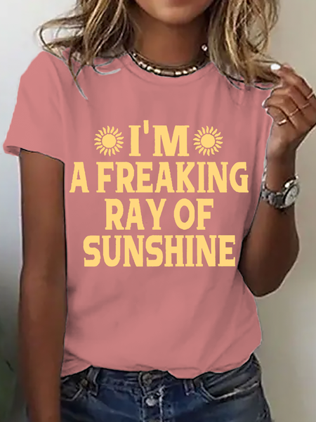 

I'm A Freaking Ray Of Sunshine Cotton T-Shirt, Orange pink, T-shirts