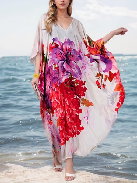 

Vacation Floral Printing Maxi Dress, As picture, Maxi Dresses
