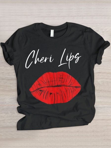 

Casual Text Letters Crew Neck Short Sleeve T-shirt, Black, T-shirts