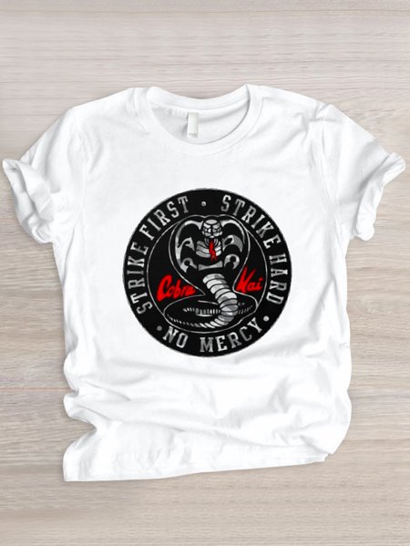 

Casual Animal Crew Neck Short Sleeve T-shirt, White, T-shirts