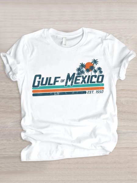 

Casual Text Letters Crew Neck Short Sleeve T-shirt, White, T-shirts