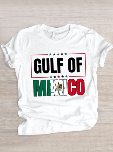

Casual Text Letters Crew Neck Short Sleeve T-shirt, White, T-shirts