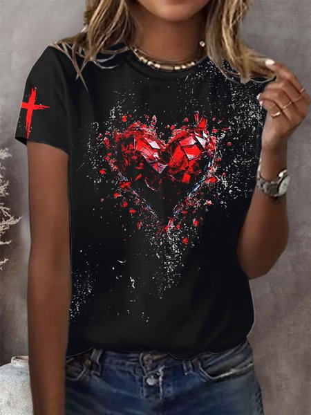 

Women's Country Music Print Casual T-Shirt, Black, T-shirts