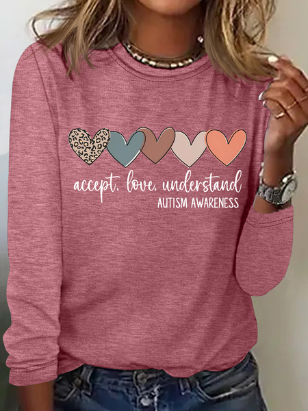

Accept Love Understand Autism Acceptance Shirt Autism Awareness Mom Shirt Casual Long Sleeve Shirt, Watermelon, Long sleeves