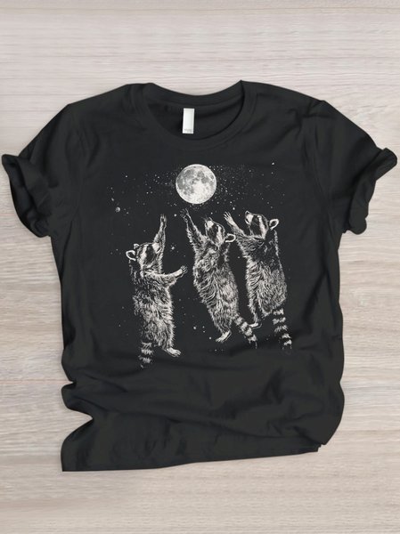 

Crew Neck Casual T-Shirt, Black, T-shirts