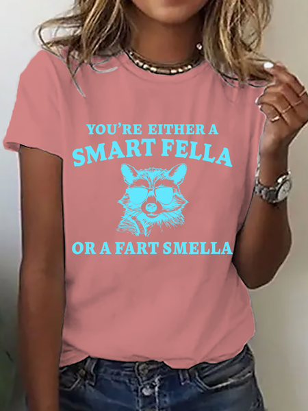 

Are You A Smart Fella Or Fart Smella Cotton T-Shirt, Orange pink, T-shirts