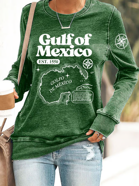 

Women's Gulf Of Mexico Print Sweatshirt, Dark green, Hoodies&Sweatshirts