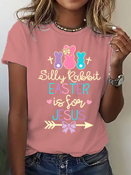 

Silly Rabbit Easter Is For Jesus Cotton T-Shirt, Orange pink, T-shirts