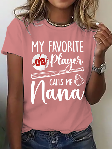 

My Favorite Player Calls Me Grandma Shirt, Baseball Grandma Cotton T-Shirt, Orange pink, T-shirts