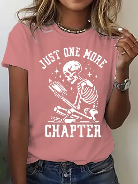 

Just One More Chapter Shirt, Bookworm T-Shirt Cotton T-Shirt, Orange pink, T-shirts
